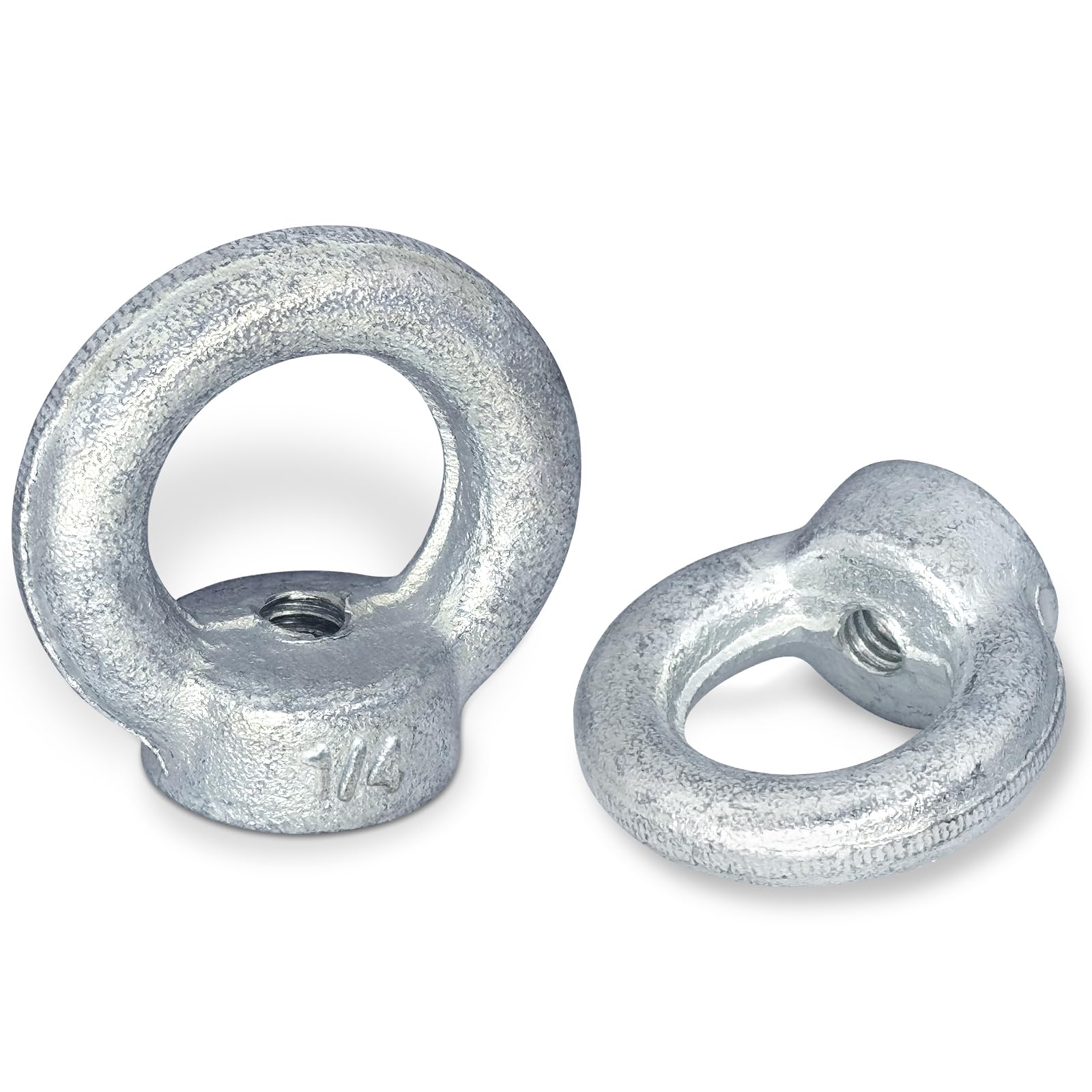 1/4"-20 Lifting Eye Nuts, Drop Forged Galvanized Threaded Fastener, UNC Standard Ring Shape Lifting Eye Nut, 4 Packs