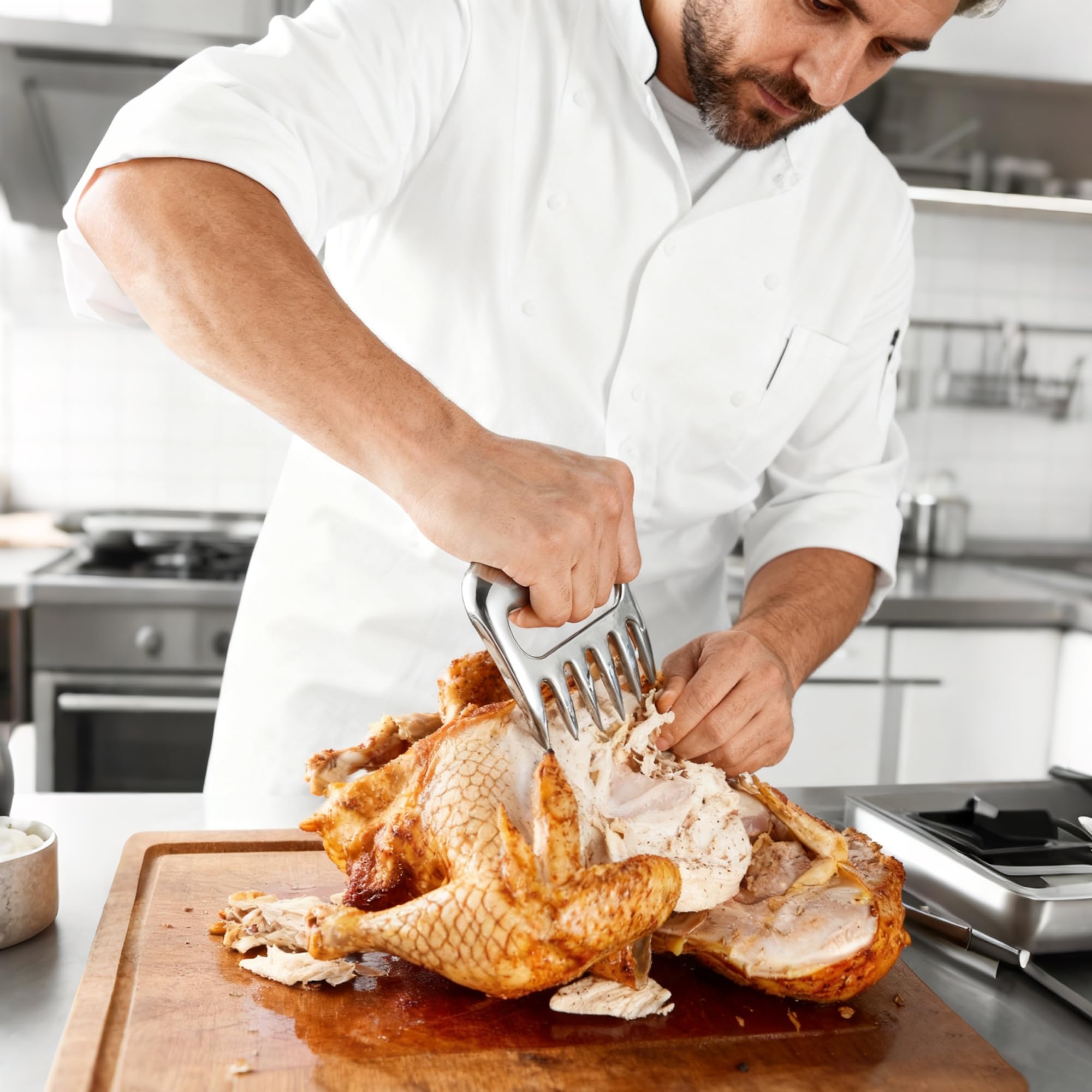 Artigli per Barbecue a Forma di Orso, Accessori per Barbecue Affumicati in Acciaio Inox, Forcella per Pulled Pork Ideale per Carne di Maiale Tirato, Manzo, Pollo, Tacchino (Acciaio inossidabile)