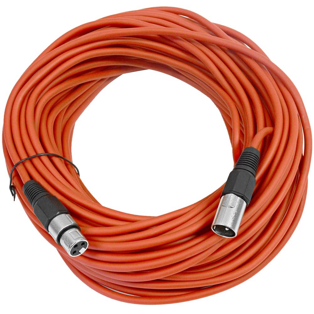 SEISMIC AUDIO - SAXLX-100 - 100' Red XLR Male to XLR Female Microphone Cable - Balanced - 100 Foot Patch Cord