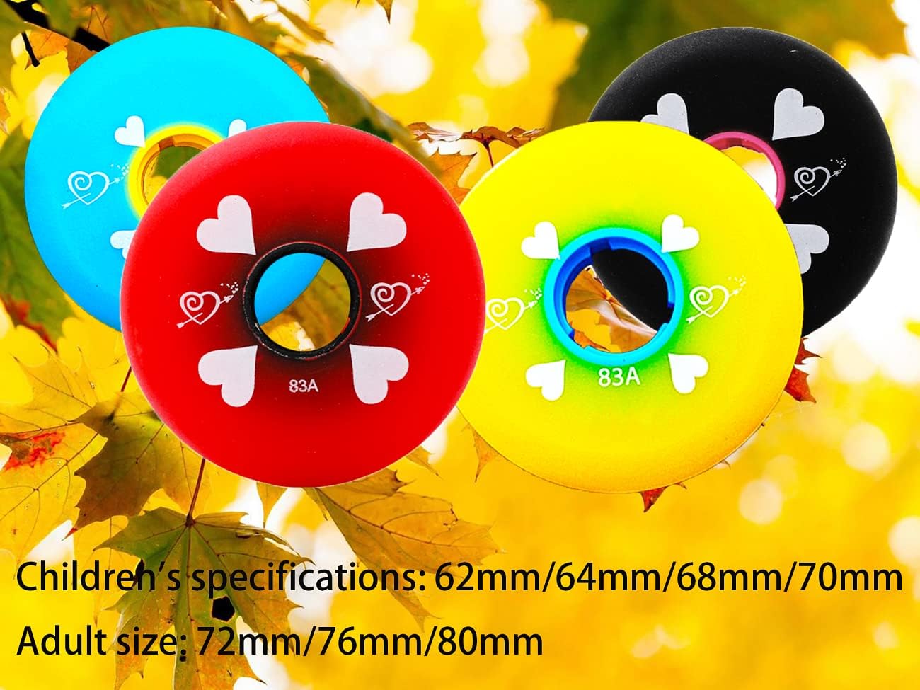 Roller Skate Wheels 62mm/ 64mm/ 68mm/ 70mm/ 72mm/ 76mm/ 80mm Inline Skate Wheels for Beginners of Kid/Aldults or Training Wheels Etc