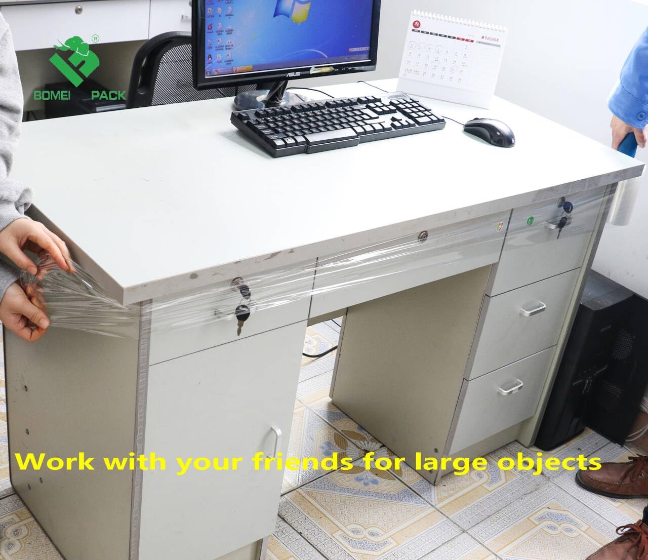 BOMEI PACK 6 Pack Industrial Replace Mini Clear Stretch Wrap 5" 1000ft 80 Gauge for Pallet Wrap, Durable Self-Adhering Plastic Wrap for Packing, Moving, Heavy Duty