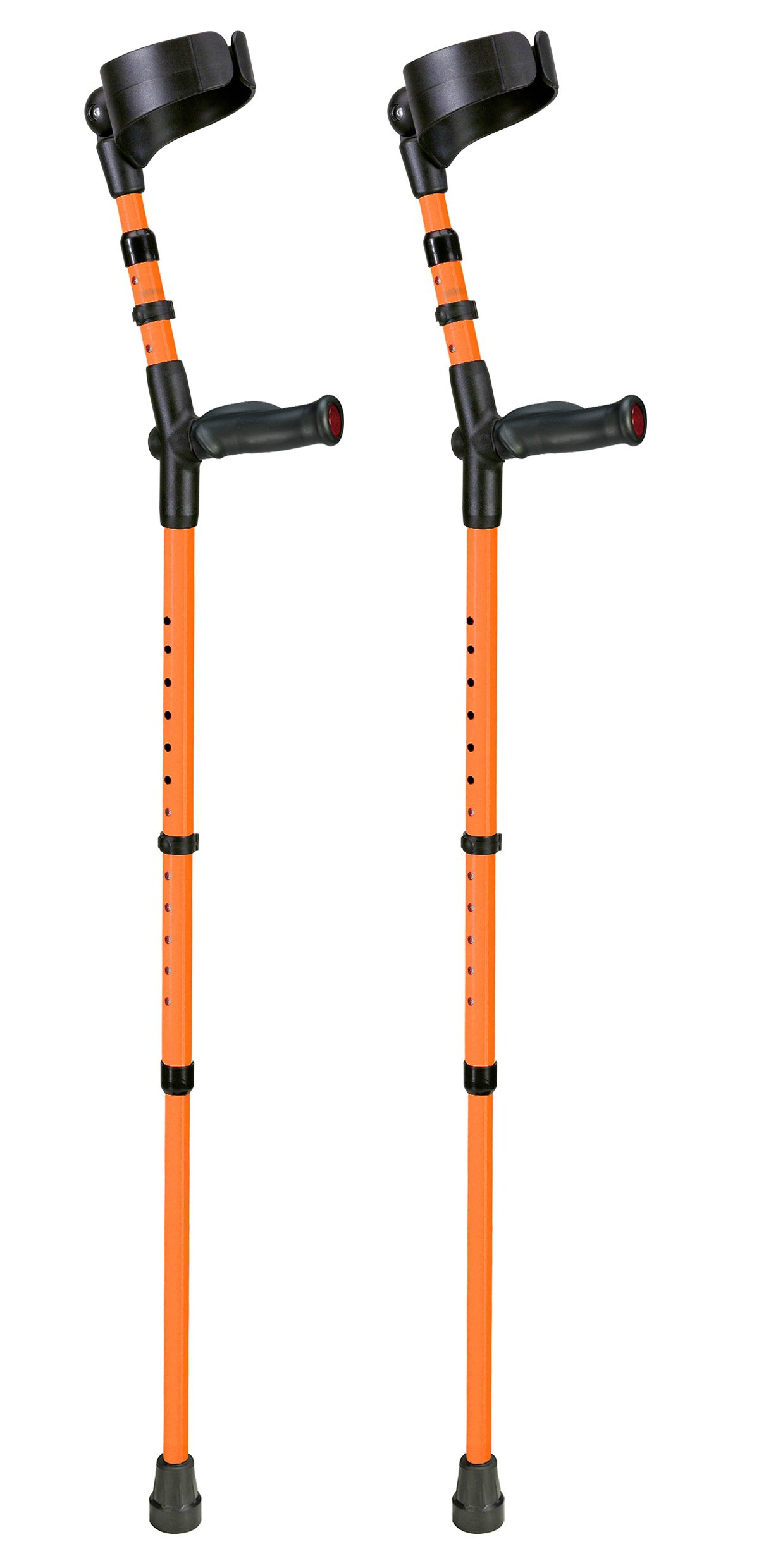 Ossenberg Orange Pair of Anatomic Soft Grip Closed Cuff Forearm Crutches