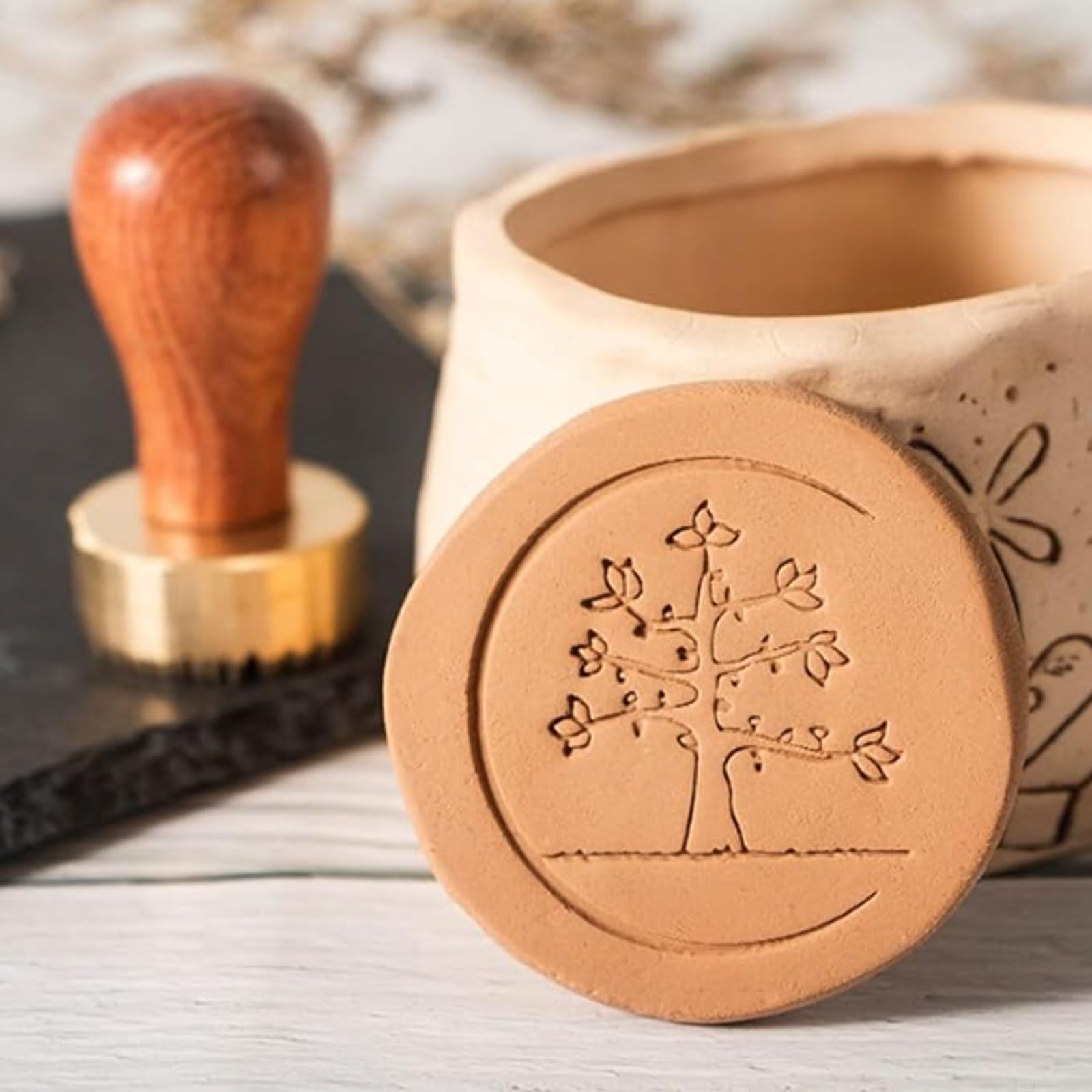 esmen Keramikstempel Signatur-Keramikstempel, individueller Tonstempel, individueller Tonstempel mit Text oder Muster, Tonstempelform für Keramik Individueller Stempel
