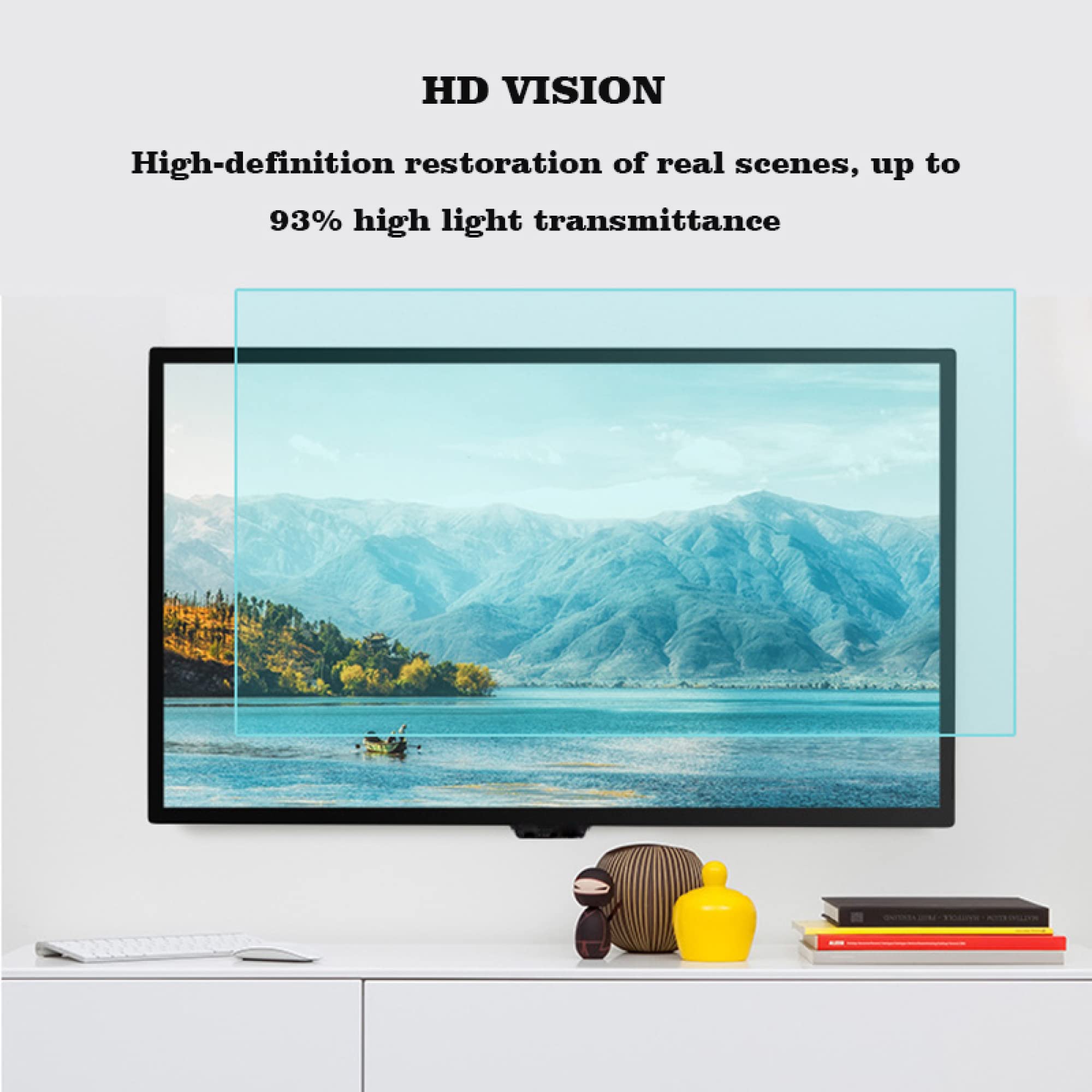 Filtro protector de pantalla mate 32-75 pulgadas Anti luz azul Protección ocular PET Película suave para pantalla de TV y pantalla curva, a prueba de rayos UV, sin reflejos/Clear / 32 Inches 704x3
