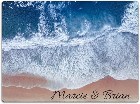 Personalized Ocean Waves Glass Cutting Board - Glass Charcuterie Cheese Cutting Board - Wedding or Engagement Gift Glass Cutting Board 15" x 11"