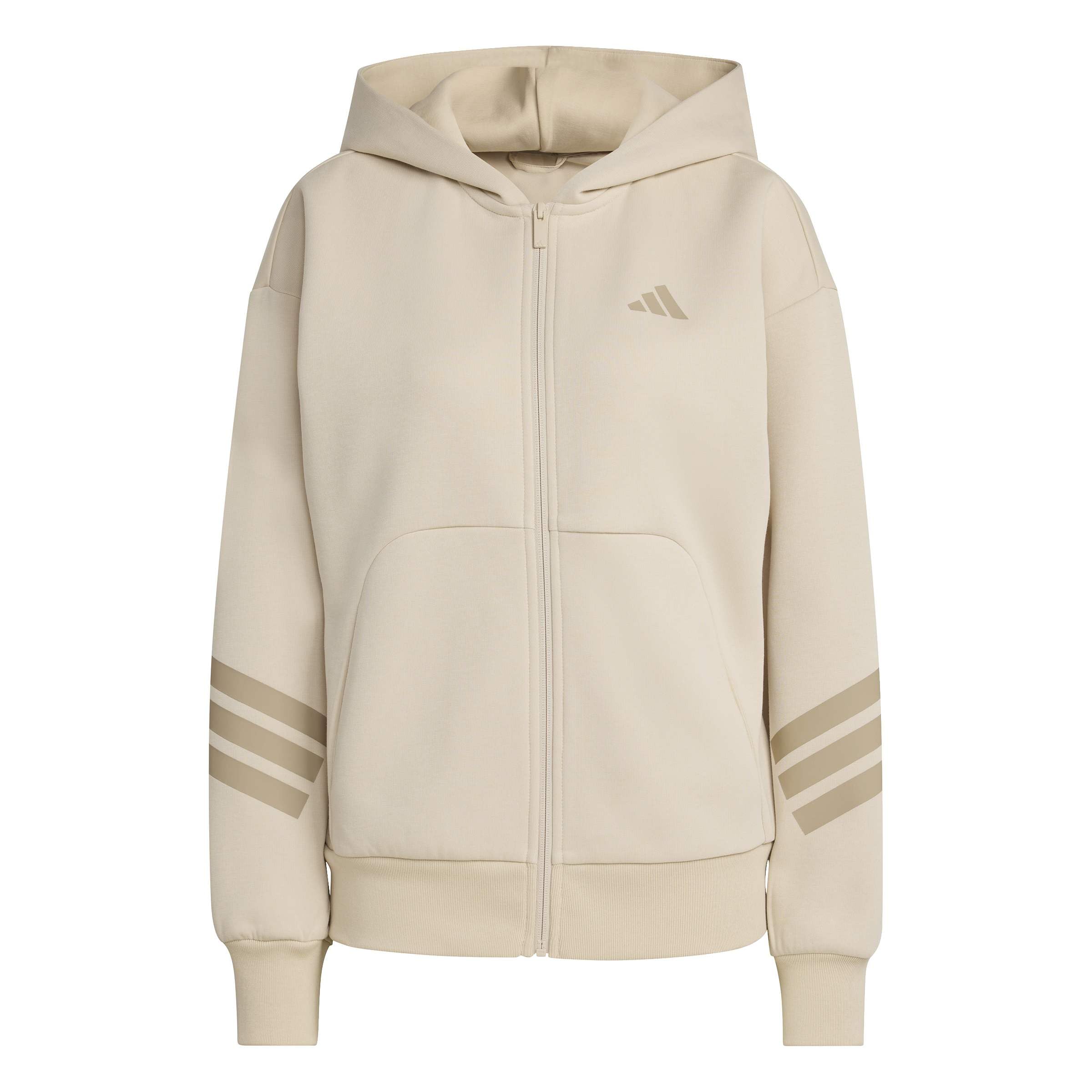 adidas Women's FUTURE ICONS THREE STRIPES FULL ZIP HOODIE, Crystal Linen, XS
