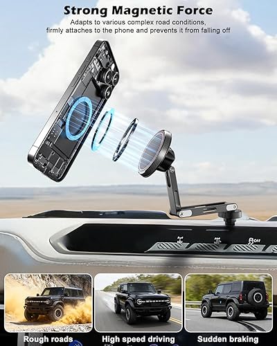 Miniatura 5 de CloudValley Soporte de teléfono para Ford Bronco 2021 2022 2023 2024 24 puertas, sujeción fuerte para MagSafe compatible con iPhone 17 16 15 14 13