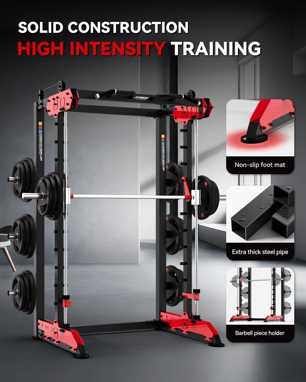 HARISON Power Cage, 3300LBS Power Rack with LAT Pulldown, Squat Rack with Adjustable Pulley System and More Training Attachments for Home Gym Garage