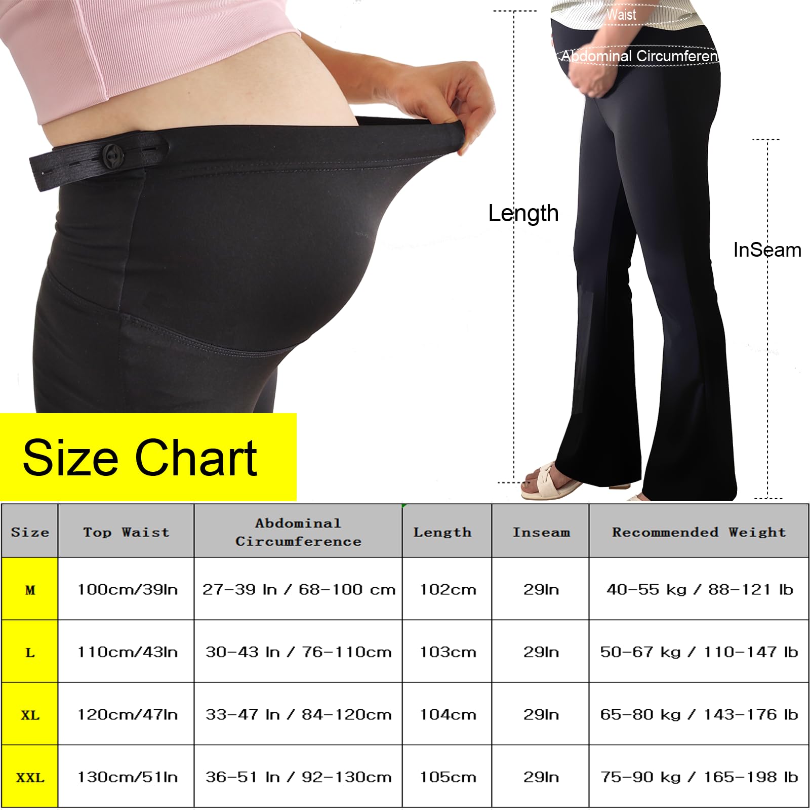 Damskie legginsy ciążowe, spodnie do jogi, rozciągliwe spodnie bootcut nad brzuchem, spodnie ciążowe do pracy, wypoczynku, spodnie sportowe