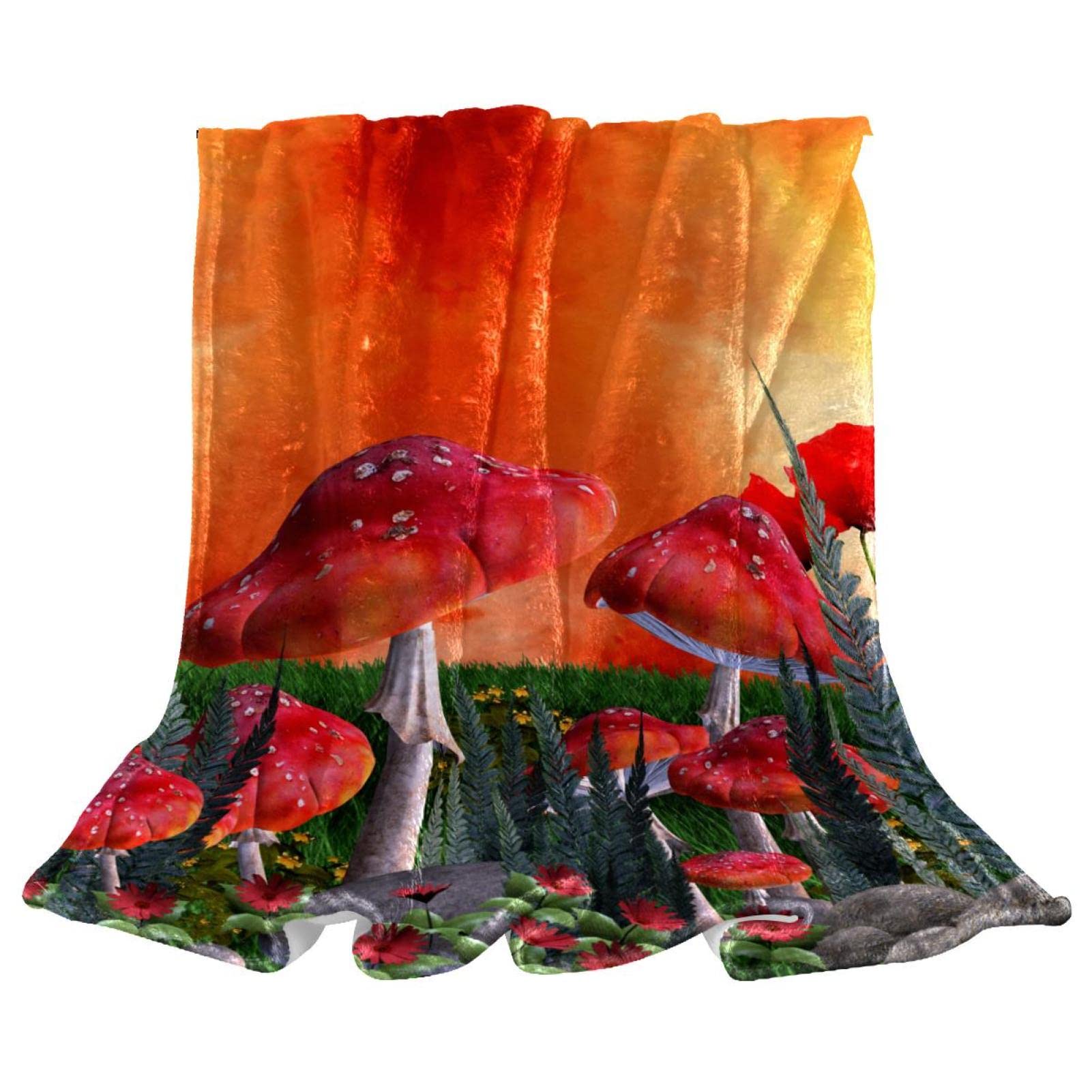 Couverture de lit champignon fleur herbe, cadeau moelleux pour garçons filles
