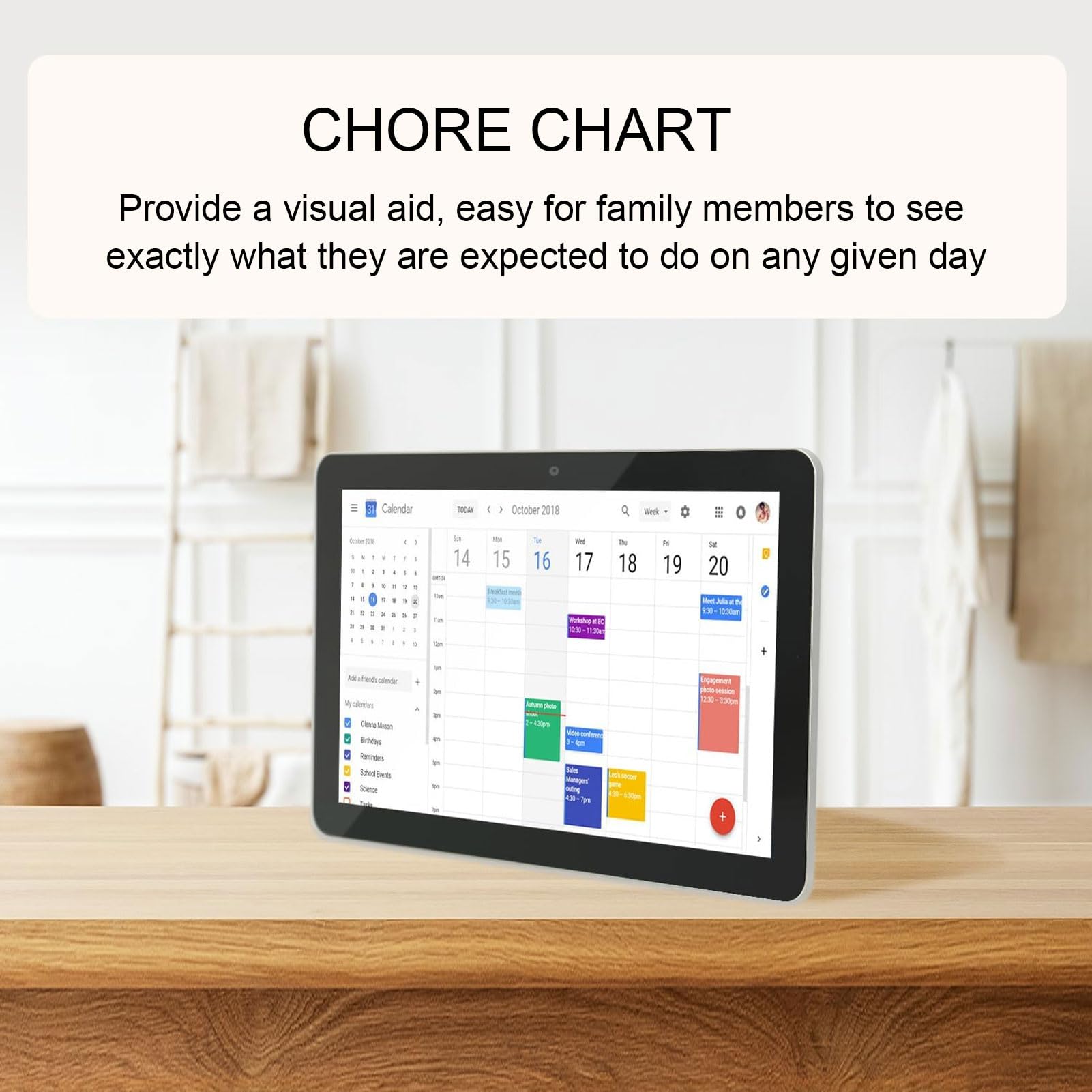 Calendario per la Famiglia Intelligente, Touchscreen da 8 Pollici 5.0 Wireless Display Intelligente Smart Fotogramma per Fotogrammi Pianificatore di (Spina europea)