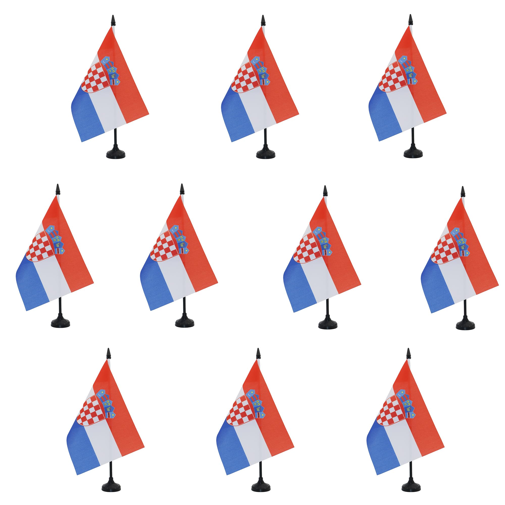 AZ FLAG Pack of 10 Croatia Table Flags 6x8 in 100D Polyester Plastic Base