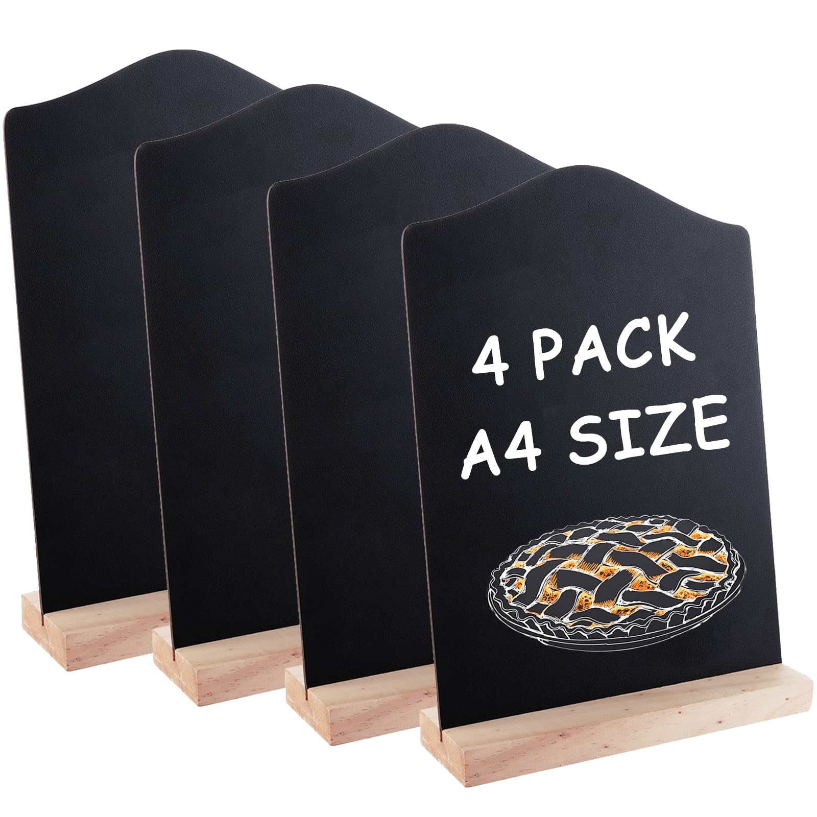 AHAQU 4PCS A4 Chalkboard Signs with Stand, 30x21cm/11.8x8.2 inches Tabletop Blackboard, Double Sided Menu Chalk Board for Wedding, Bar, Restaurant, Party