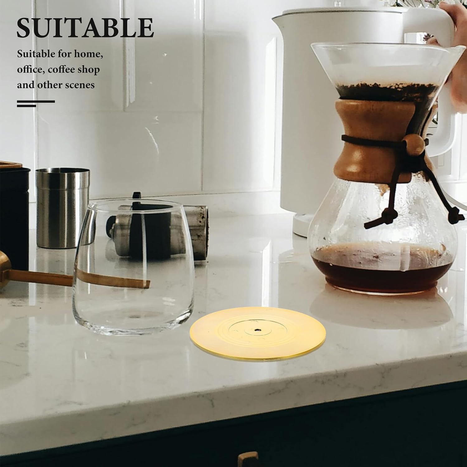 2pcs Vinyl Record Coasters, Golden ABS Drink Mats for Office Kitchen image 5