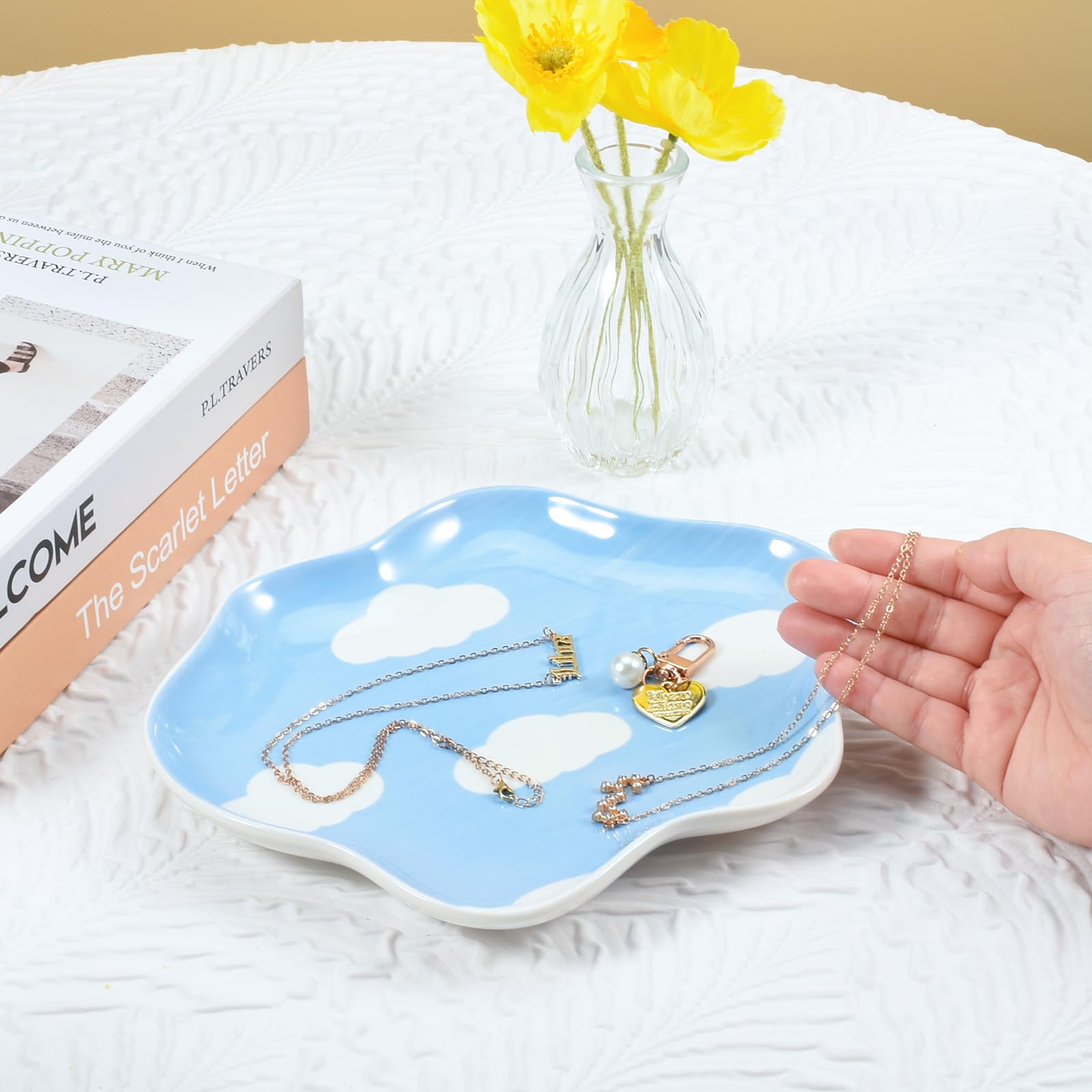 Koythin Jewelry Tray, Ceramic Jewelry Dish Trinket Tray Organizer - Image 4