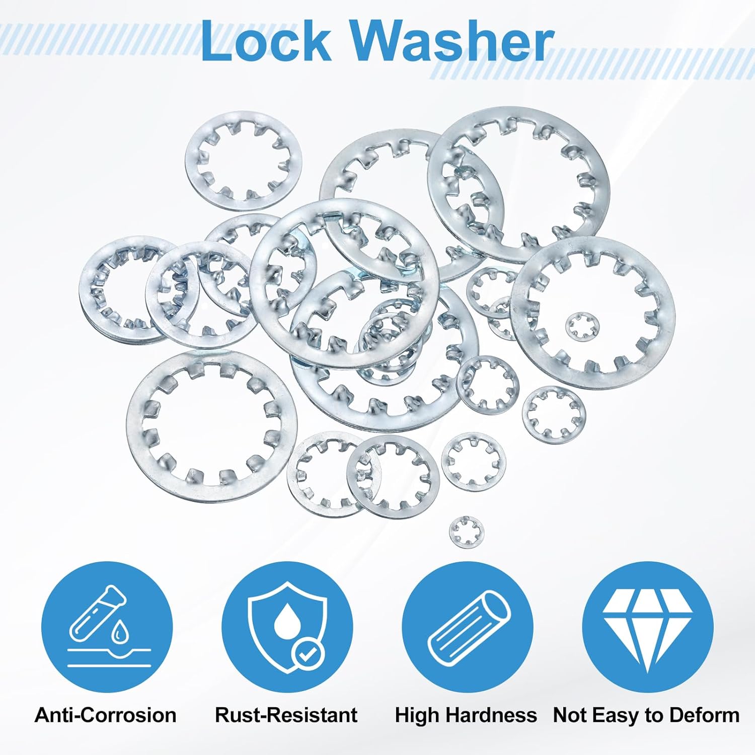sourcing map 20Pcs SAE 5/16 Internal Tooth Lock Washer, 304 Stainless Steel Multi-Tooth Star Washer Locking Fastener, Silver Tone