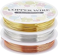 SUNNYCLUE 12.8M Copper Jewellery Wire 0.8mm 20 Gauge Gold Silver Craft Wire Jewelery Pure Bare Copper Craft Beading Bendable Crafting Making Sculpting for Jewellery Making Women Supplies