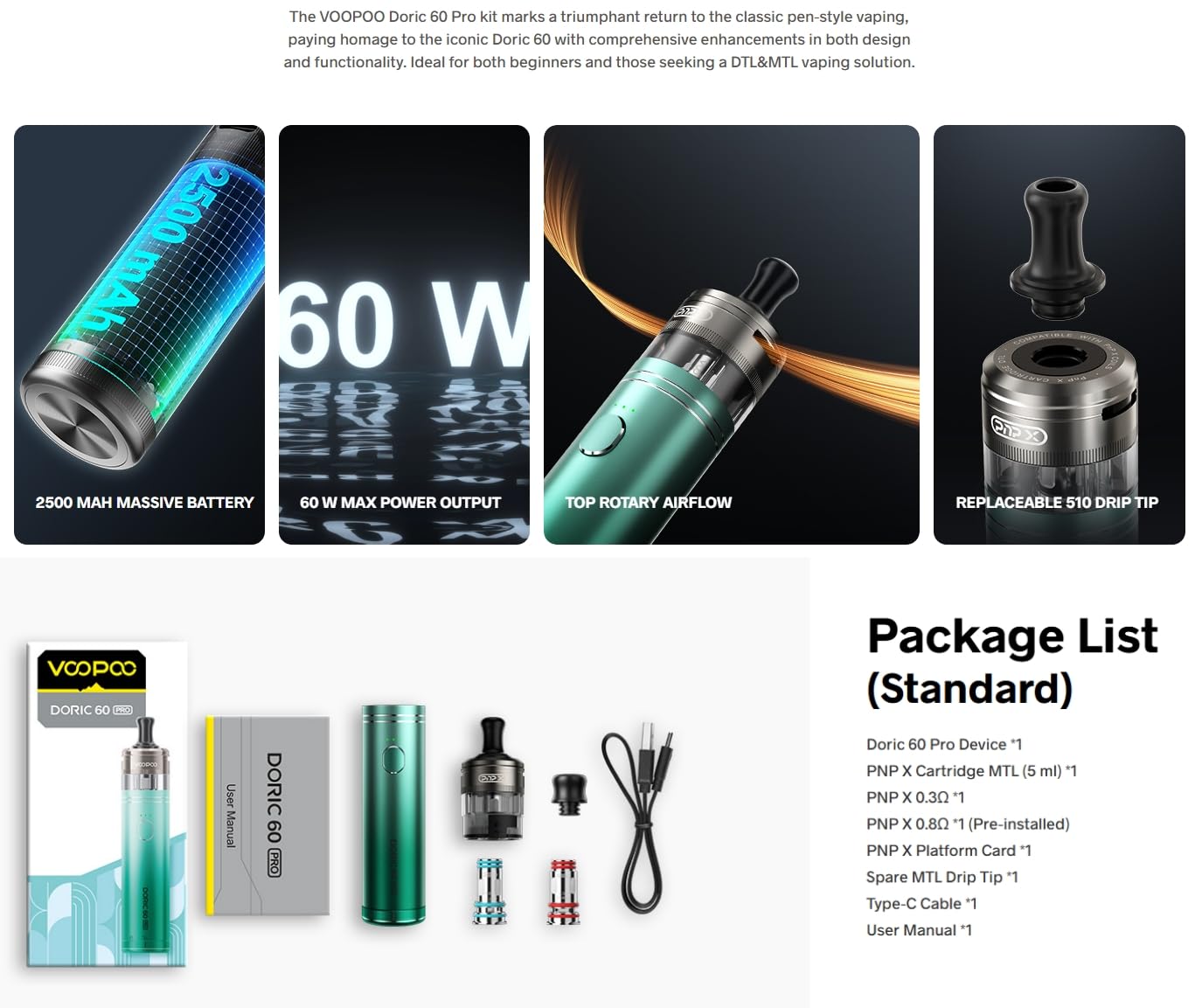 geekvape aegis solo 3 istruzioni Voopoo Doric 60 Pro Podmod Full Kit main image 0