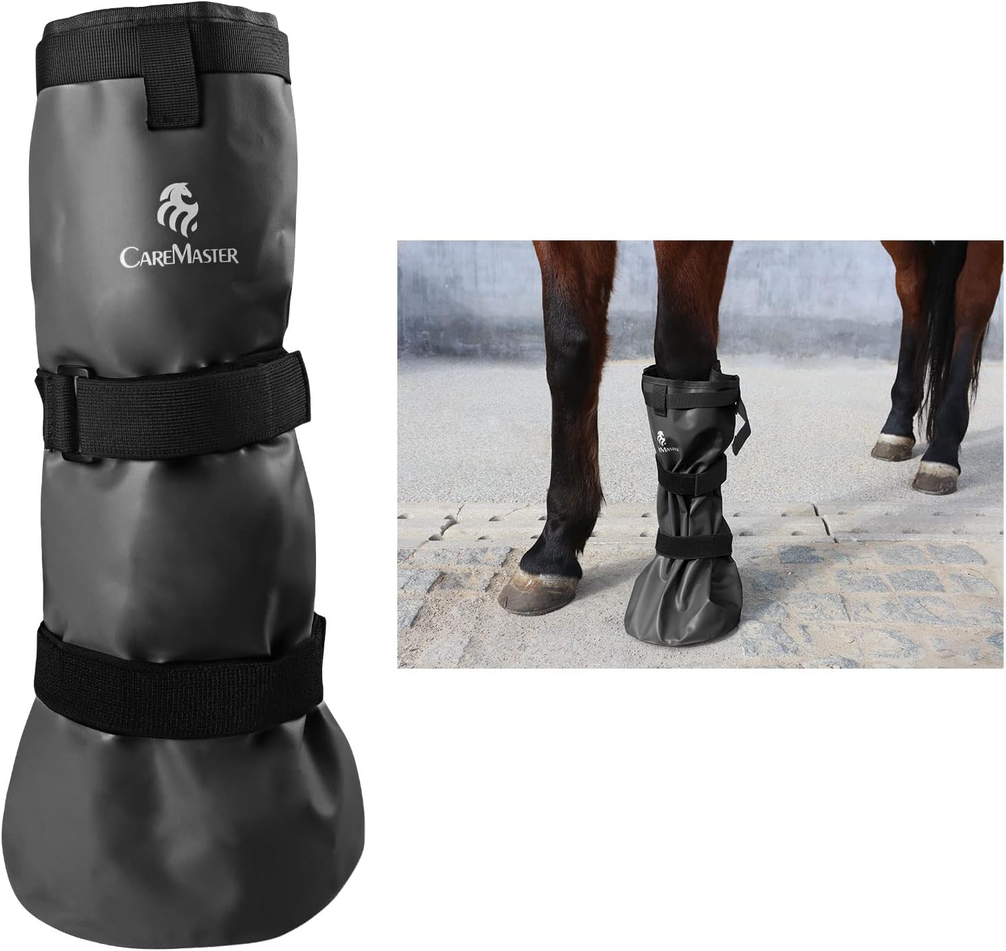 Hoof Soaking Boot for Horse, Waterproof PVC Hoof Soaker Bag with EVA Foam Pad, Secure 3-Strap Equine Icing & Soaking Boot for Hooves Care, Fits Most Hooves