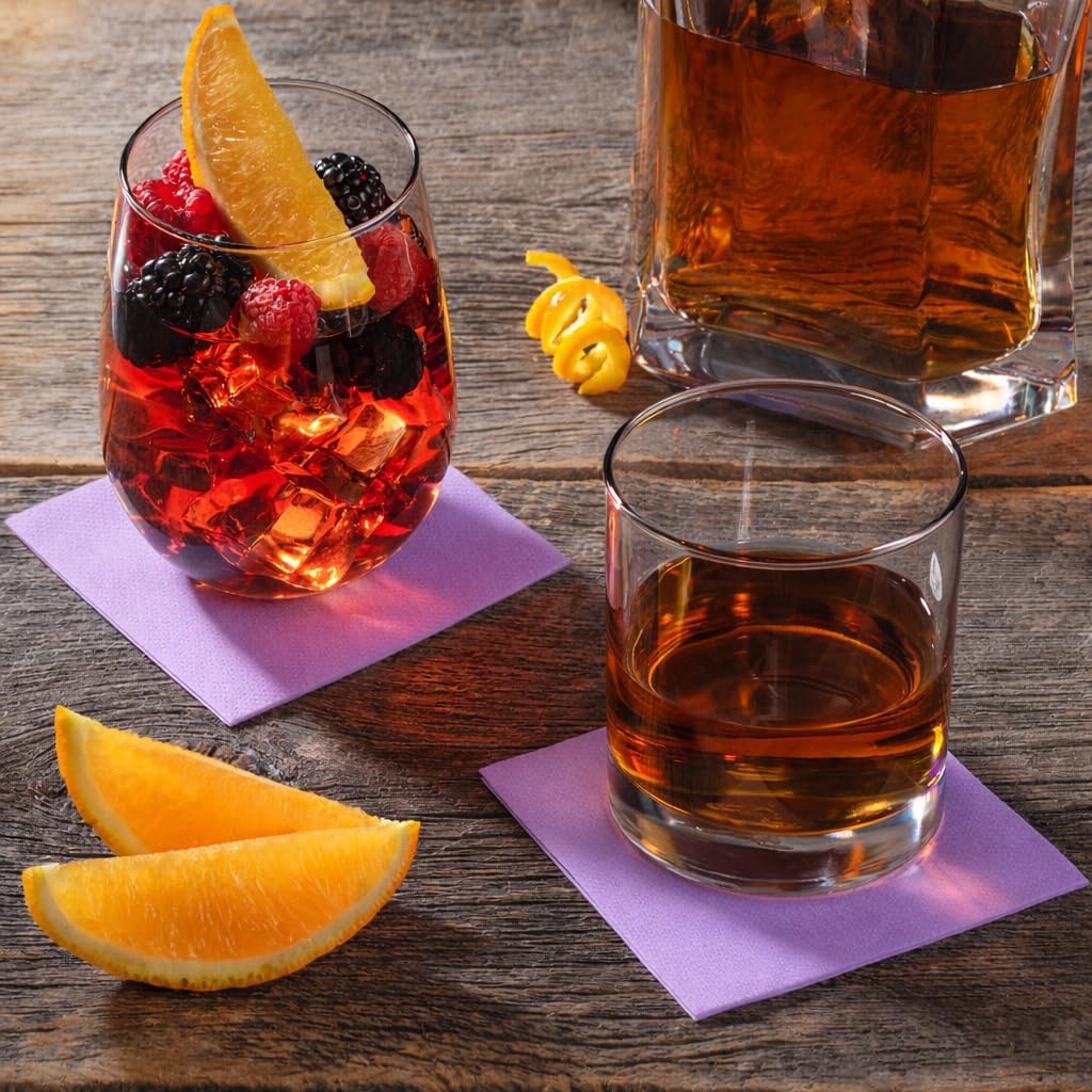 AMERICAN HOMESTEAD Cocktail Napkins - Premium 4.75"x4.75" Disposable Linen-Like Beverage Napkins - Bulk Square Party Bar Serviettes for Weddings, Parties, Events, and Daily Use - (Lilac -100 Count) image 4