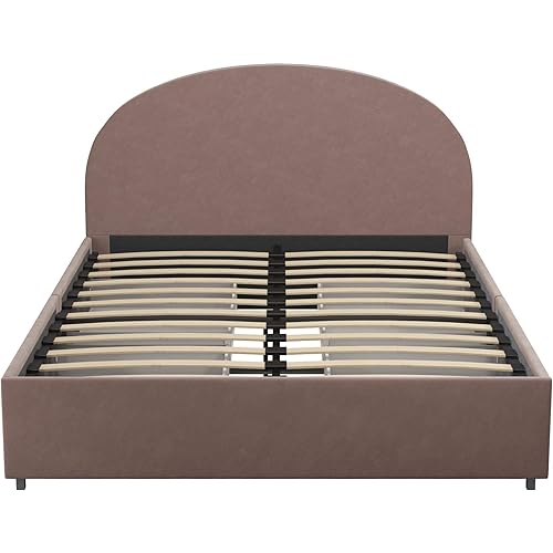 Mr. Kate Moon Upholstered Bed with Storage, Queen Size Frame, Blush Velvet, DA4042439MK