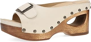 Adeline Heeled Slide Sandal for Women - Hand-Crafted Wooden Outsoles - Memory Foam Footbeds and Rubber Padded Outsoles for Comfort and Durability