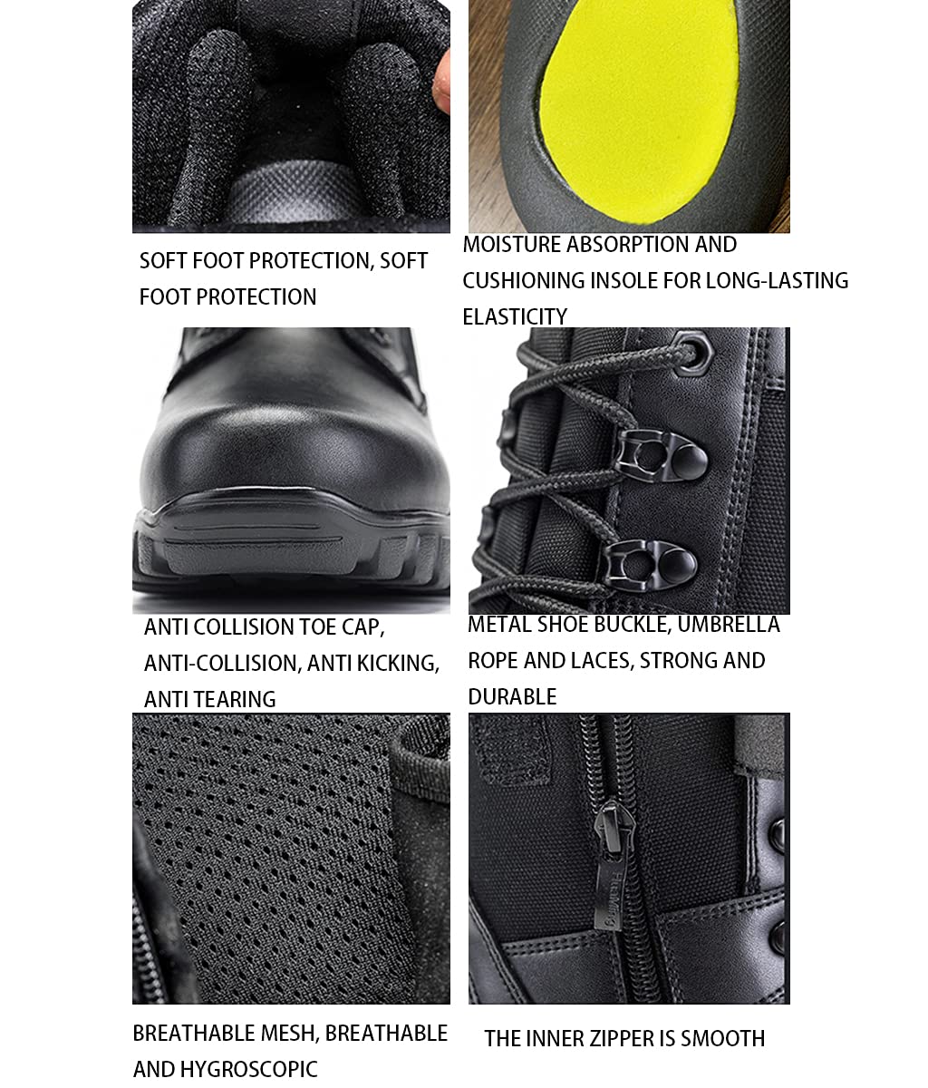 Ultralight boots Boots dla mężczyzn, wysokiej góry Mesh Oddychające buty wojskowe z boku zamek błyskawiczny,Black Mesh-42(UK 8.5)