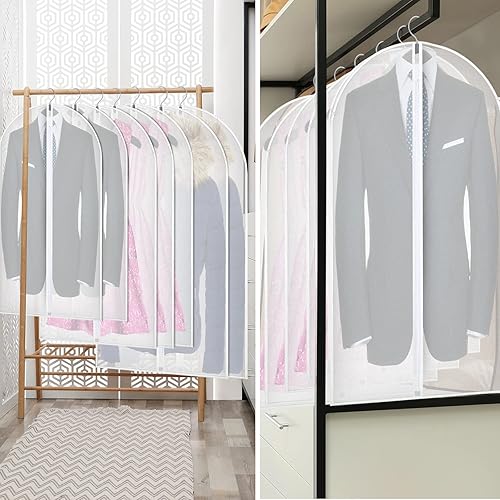 Miniatura 3 de Sratte 50 bolsas transparentes de 55 pulgadas, 48 pulgadas y 32 pulgadas para colgar ropa, bolsas de traje ligeras a granel con cremallera para