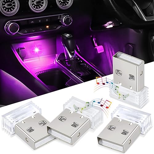 4 luces LED mini USB para el interior incluyendo 2 luces activadas por voz 2 luces de respiración táctil 7 colores ajustables accesorios de