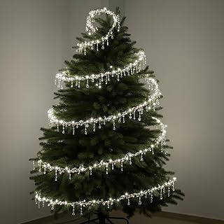 40 ft Christmas Tree Crystal Garland Decor Fairy Lights with Crystal Dro...
