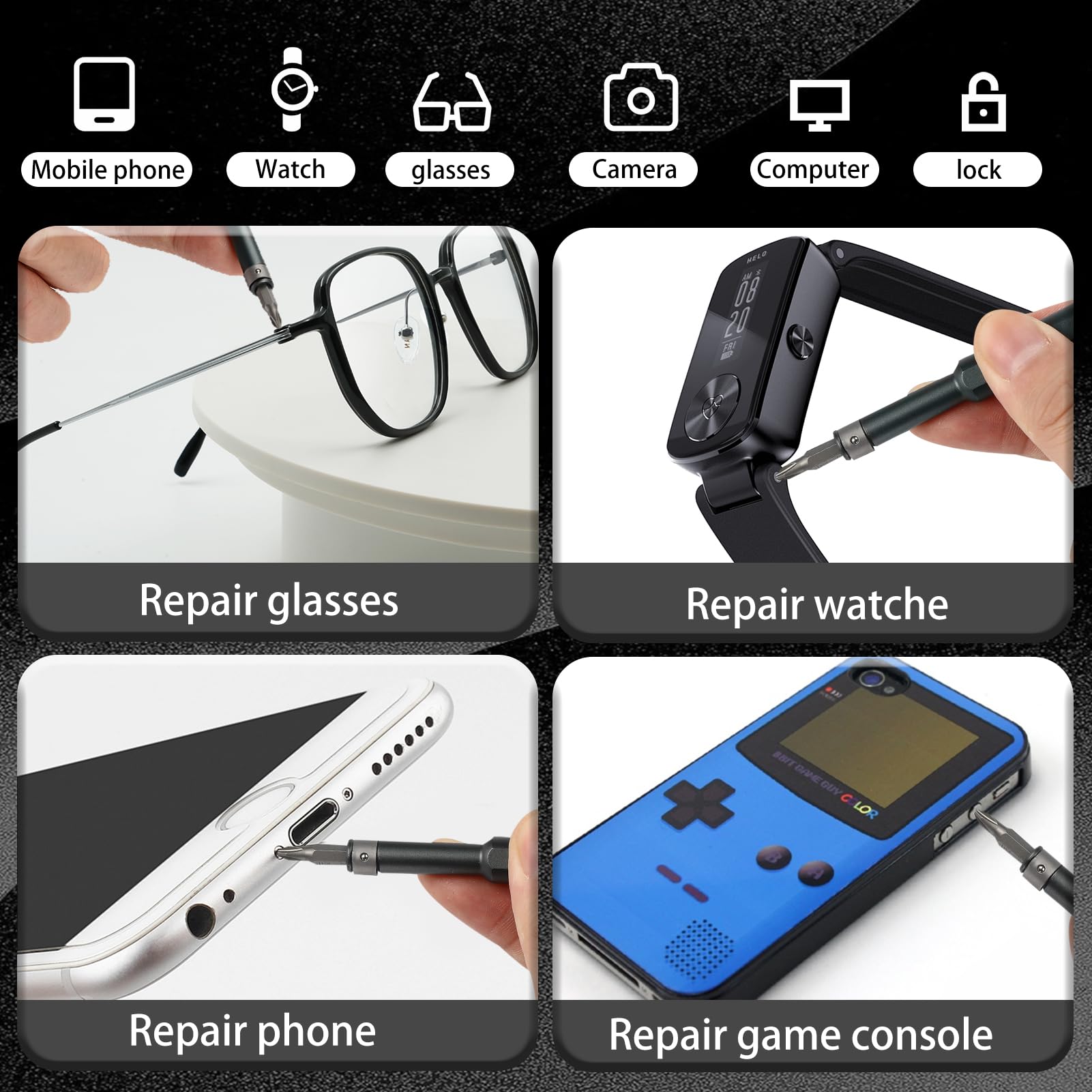 Zikenis 49 in 1 Cacciaviti Precisione Set, Kit Mini Utensili Magnetici, Set Riparazione, Kit di Riparazione per IPhone, IPad, Macbook, Switch, PS4, PS5, Computer, Occhiali, Orologi ecc
