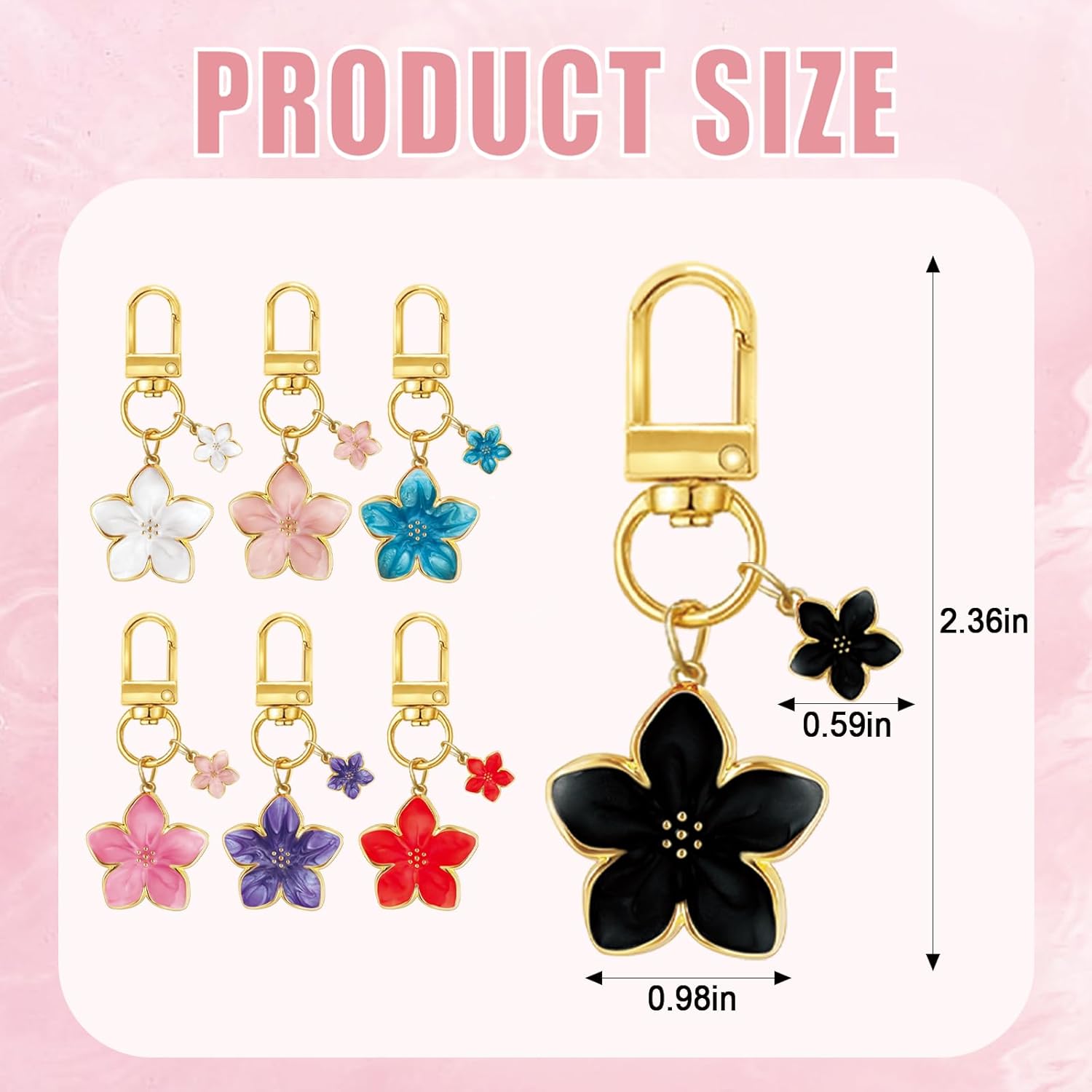 Cherry Blossom Keychains Cute Flower Keychain Womens Chic Bag Charms Handbags Purse Fashion Accessories - Image 4