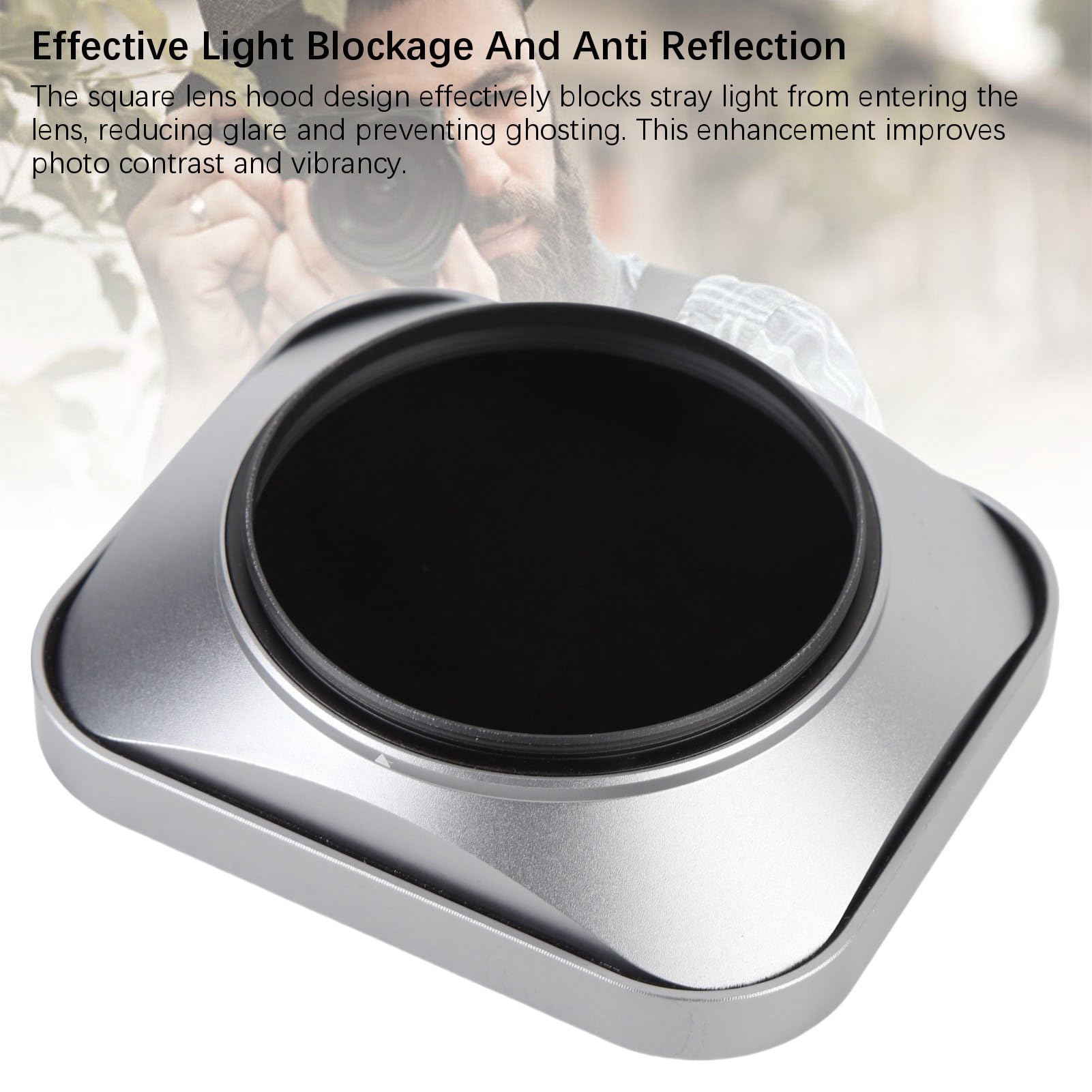 Parasol para Lente de Cámara Aleación de Aluminio Duradera Bloqueo de Luz y Antirreflejo para Entusiastas de la Fotografía Al Aire Libre Negro (52mm)