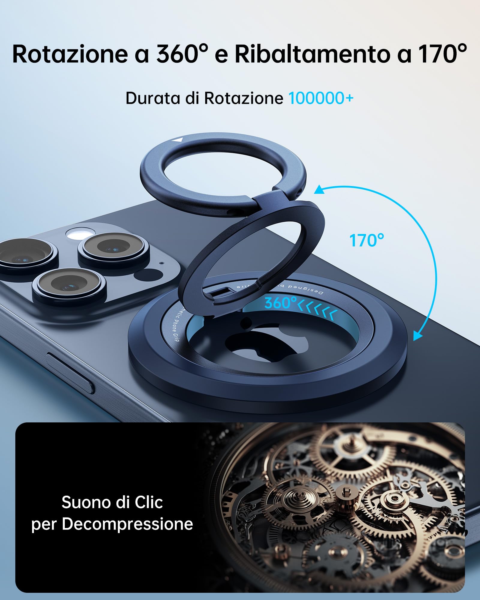 SYNCWIRE Magnetic Ring Holder for MagSafe - 360° Rotation Double Sided Mobile Phone Grip Compatible with iPhone 17 16 15 14 13 12 Pro MAX Android MagSafe Accessories — view 3