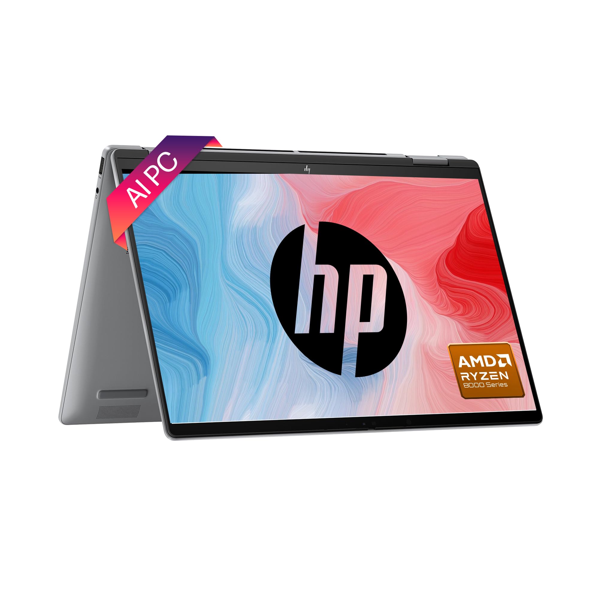 HP Envy x360, Enhanced by AI, AMD Ryzen 7 8840HS, 14-inch (35.6 cm), WUXGA, 16GB LPDDR5, 512GB SSD, AMD Radeon Graphics, 5MP IR Camera, Poly Studio (Win 11, MSO 2021, Silver, 1.44 kg), fa0052AU