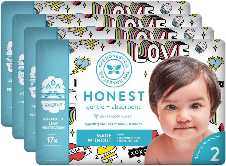 The Honest Company Baby Diapers With Trueabsorb Technology, Forever Yours, Size 2, 128 Count