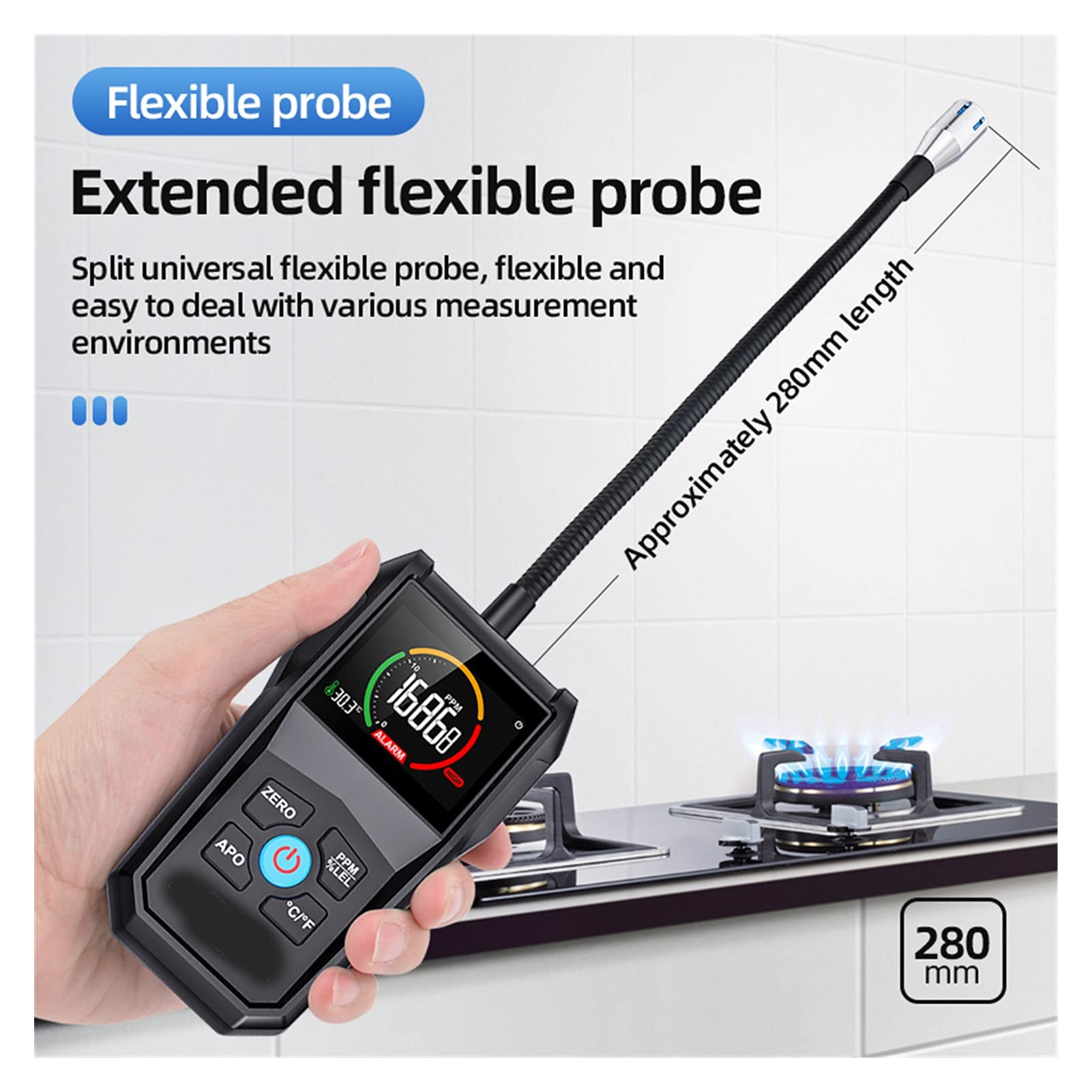 Monitor de Calidad del Aire Profesional Analizador de Gas Analizador de Gas Detector Detector de Fugas Ppm Meter Air Air Analizador Combustible Gas Inflamable Tester Natural 50000 Ppm 100% lel(CGD01)