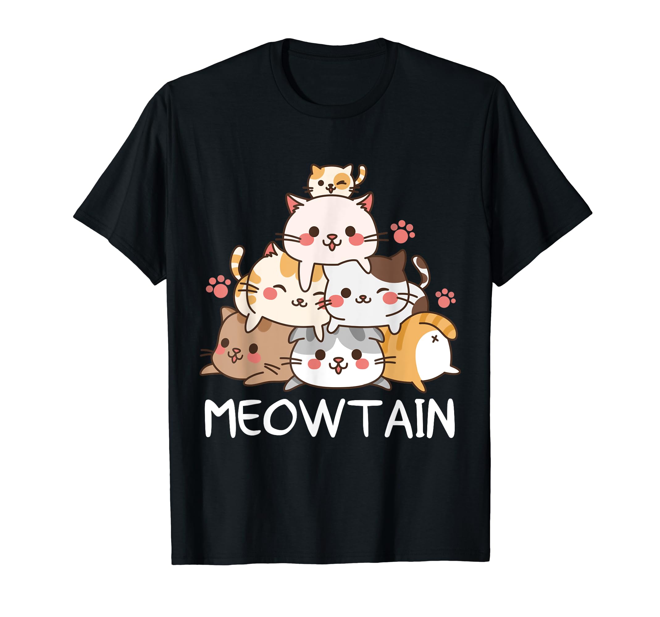 Kawaii Meowtain Neko Japanese Gifts For Cats LoverCat Cute Kitty Pile Cats Anime Kawaii Neko Gifts Women Girls T-Shirt