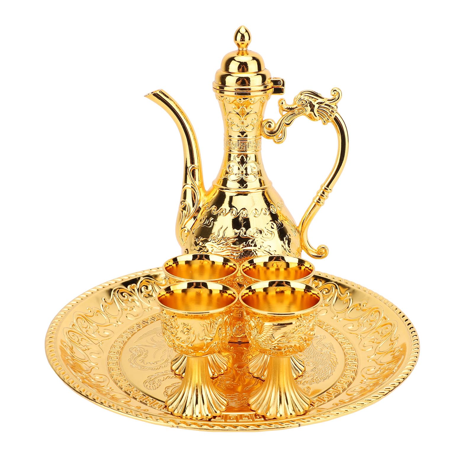 Annadue Set da tè Turco da 6 Pezzi, Vintage, Metallo, Bronzo (GOLD)