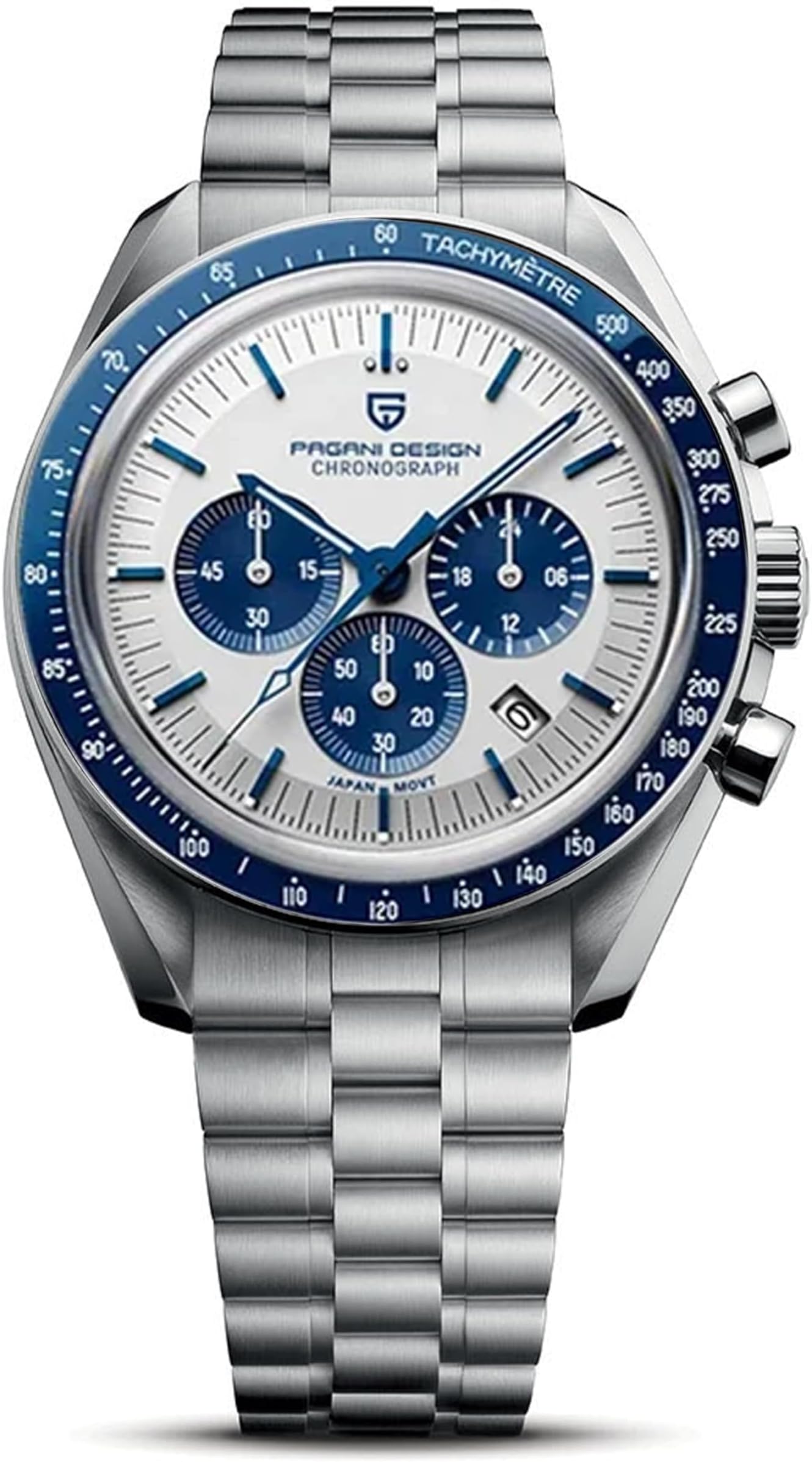 Pagani Design 1701 Watches for Men, Chronograph, VK63 Japanese Quartz Movement, Stainless Steel Bracelet, Water Resistant to 330 Feet（100m）, Sapphire Glass Sports Watch for Men.