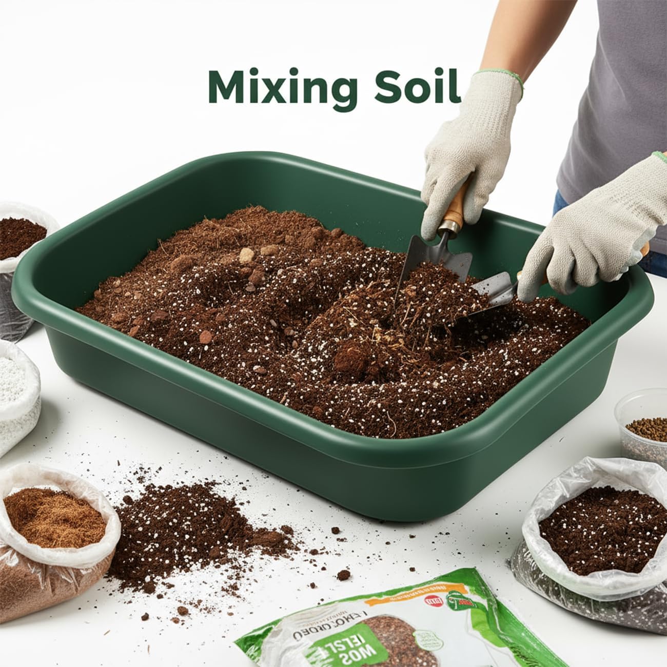 2 Pack Multi-Functional Plant Repotting Tray – Black & Green, Large Capacity Gardening Tool Heavy-Duty PP for Seedling, Pot Moving, Soil Mixing, Hydroponic/Soil Cultivation, Transplanting