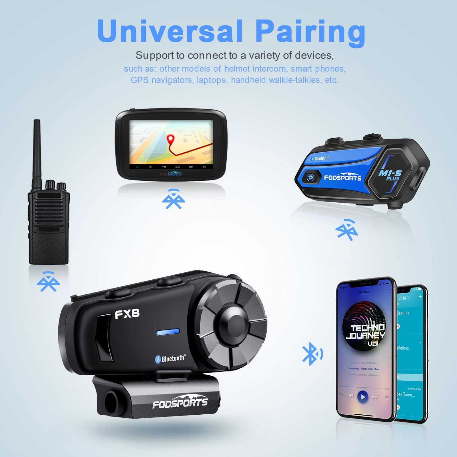 Gеt Sресіаl Prісе FODSPORTS FX8 Motorcycle Bluetooth Intercom with Noise Cancellation,Helmet Bluetooth Headset with FM,Up to 8 Riders Helmet Intercom,Helmet Headset Communication System for ATV/Dirt Bike/Off Road/2pcs