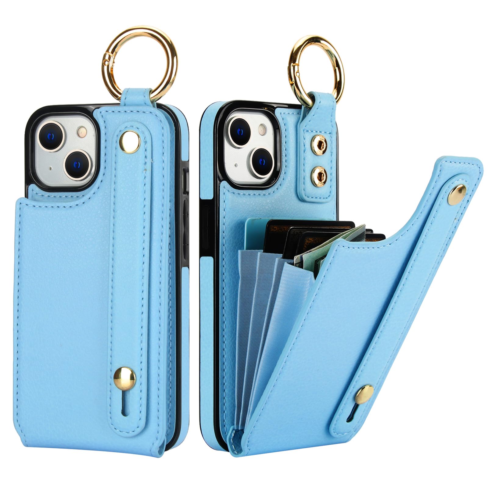 Folosu Hülle Für IPhone 16 Pro Mit Kartenfach & Handschlaufe – RFID-Schutz, Stoßfest, Roségold