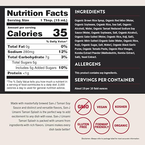 Miniatura 2 de San-J - Salpicadura de tamari Umami orgánica con sabor rico - Especialmente elaborado - Botellas de 10 onzas - Paquete de 2