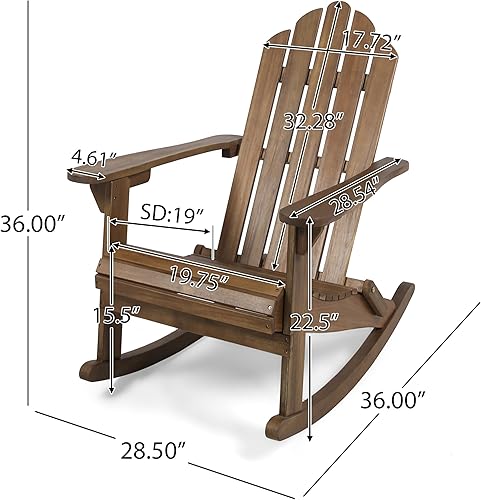 Miniatura 2 de Mecedora Adirondack para exteriores, silla mecedora de madera para patio, silla Adirondack plegable para césped exterior, cubierta, porche, patio