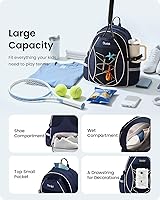 Vista 3 de Sucipi Tennis Bag, Quilted Tennis Sling Crossbody Backpack, Water Resistant Tennis Racket Bags for Women Men, Suitable for Pickleball Tennis