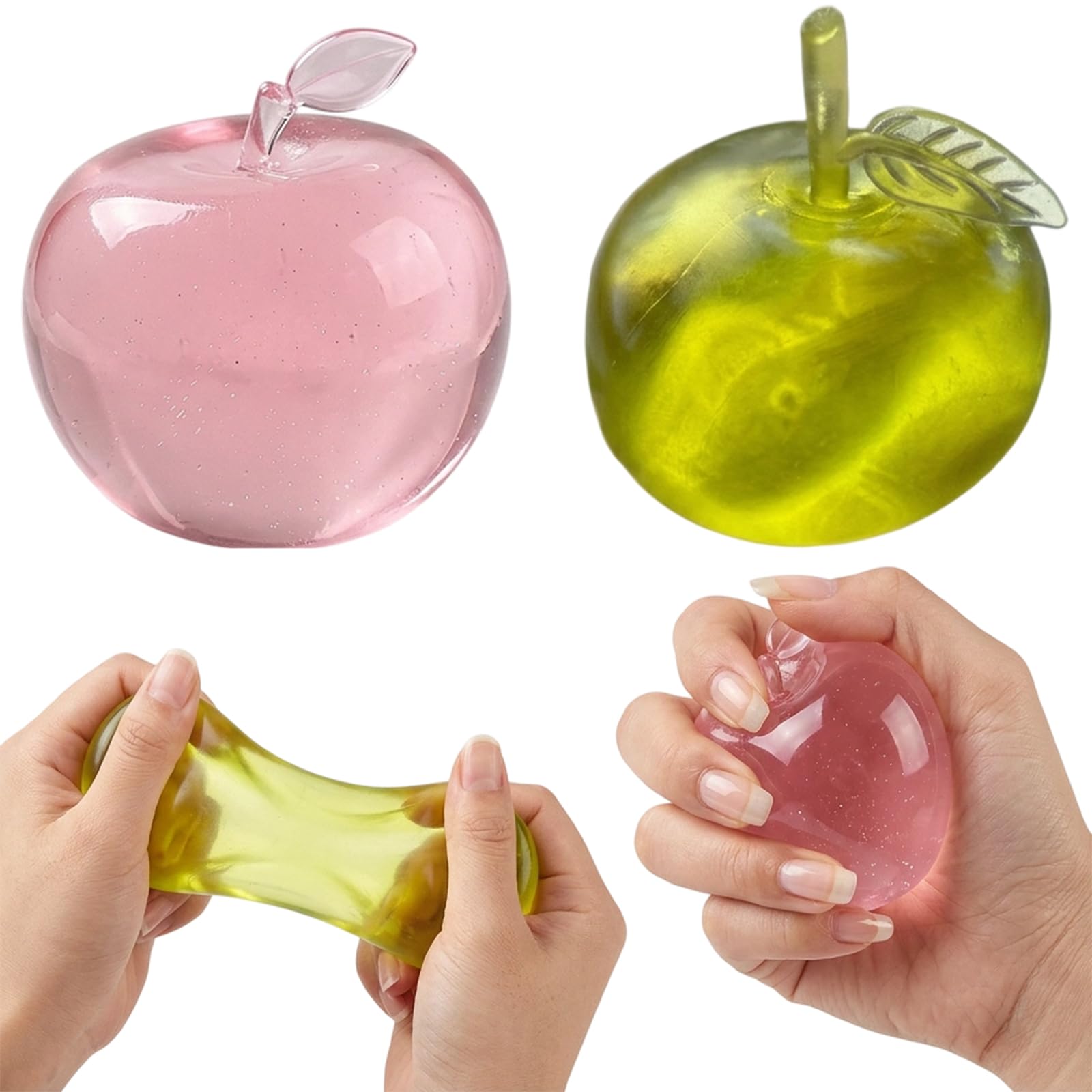 Apple Squishy, Squishy Apple Set, Squishies for Fidgeting, Stress Sensory Tools, Two Soft Textured Sensory Items, Handheld Relaxation Gadgets