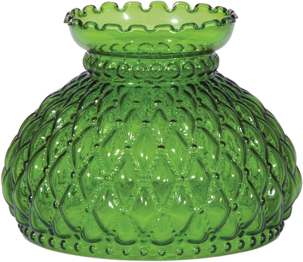 B&P Lamp 7" Diamond Quilted Pattern Cranberry Color Student Glass Shade with Crimped Top