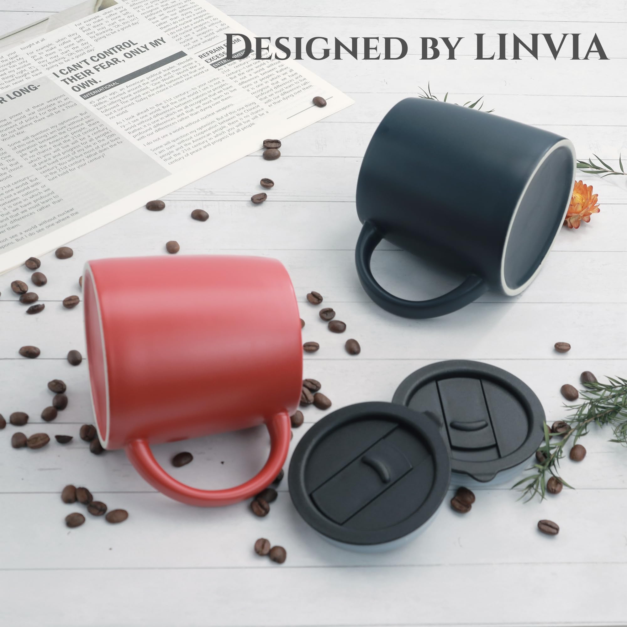 Amazon.com | LINVIA Classic Mug, 14 oz Large Coffee Mug with