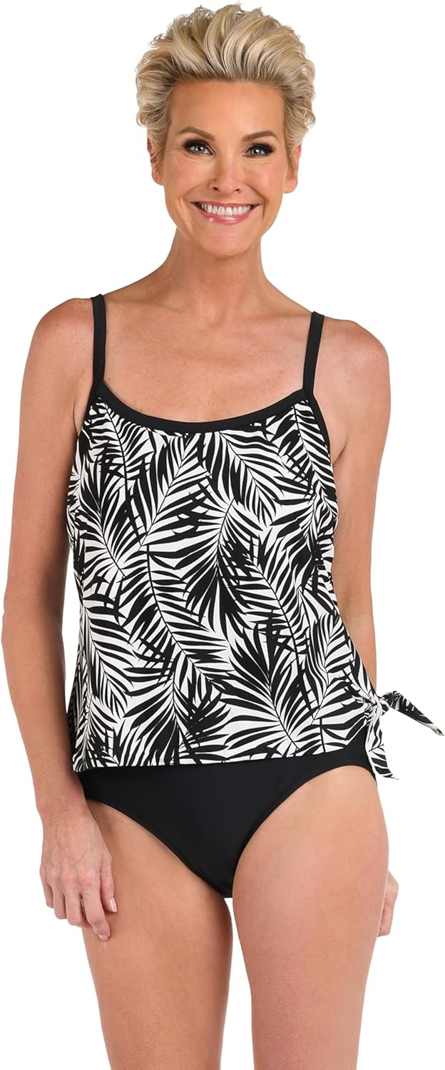 Maxine of Hollywood Women's Scoop Neck Faux Side Tie One Piece Swimsuit